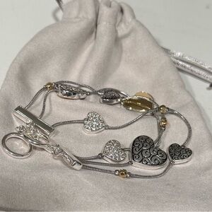 Elegant Silver and Gold Heart Bracelet